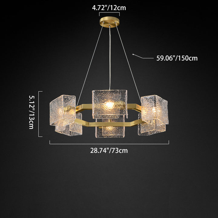 Moderne Luxus Runde Quadrat Rahmen Lange Glas Eisen 4/6/8/10 Licht Kronleuchter Insel Licht Für Wohnzimmer 