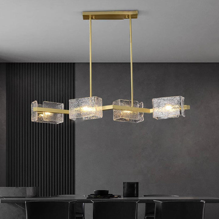 Moderne Luxus Runde Quadrat Rahmen Lange Glas Eisen 4/6/8/10 Licht Kronleuchter Insel Licht Für Wohnzimmer 