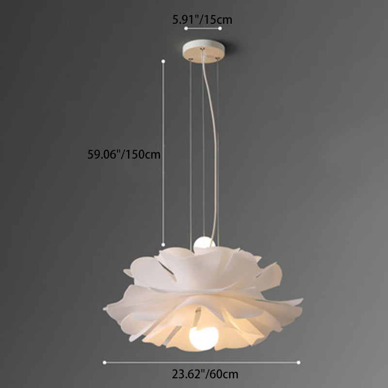 Contemporary Scandinavian Hibiscus Round Acrylic Aluminum 2-Light Chandelier For Living Room
