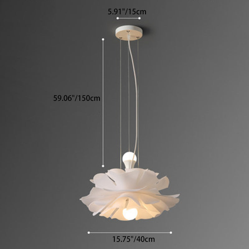 Contemporary Scandinavian Hibiscus Round Acrylic Aluminum 2-Light Chandelier For Living Room