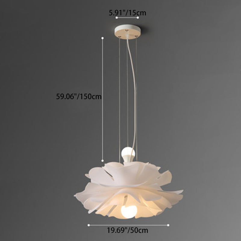 Contemporary Scandinavian Hibiscus Round Acrylic Aluminum 2-Light Chandelier For Living Room
