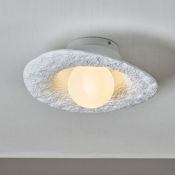 Contemporary Creative Irregular Round Ball Resin Hardware 1-Light Semi-Flush Mount Ceiling Light For Living Room