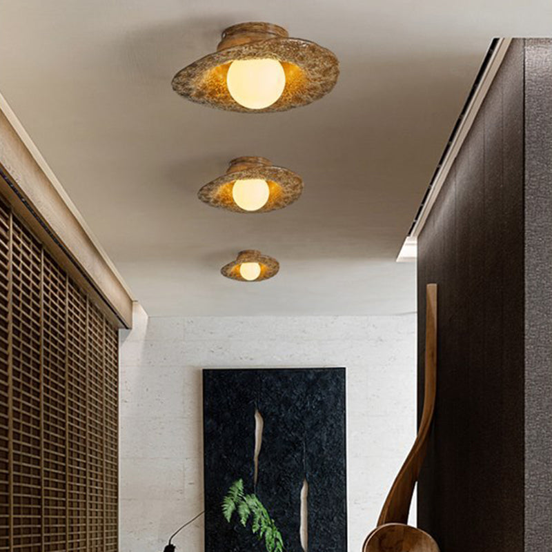 Zeitgenössische kreative unregelmäßige runde Kugelharz-Hardware 1-Licht Semi-Flush-Montage Deckenleuchte für Wohnzimmer 