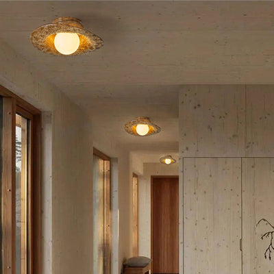 Zeitgenössische kreative unregelmäßige runde Kugelharz-Hardware 1-Licht Semi-Flush-Montage Deckenleuchte für Wohnzimmer 