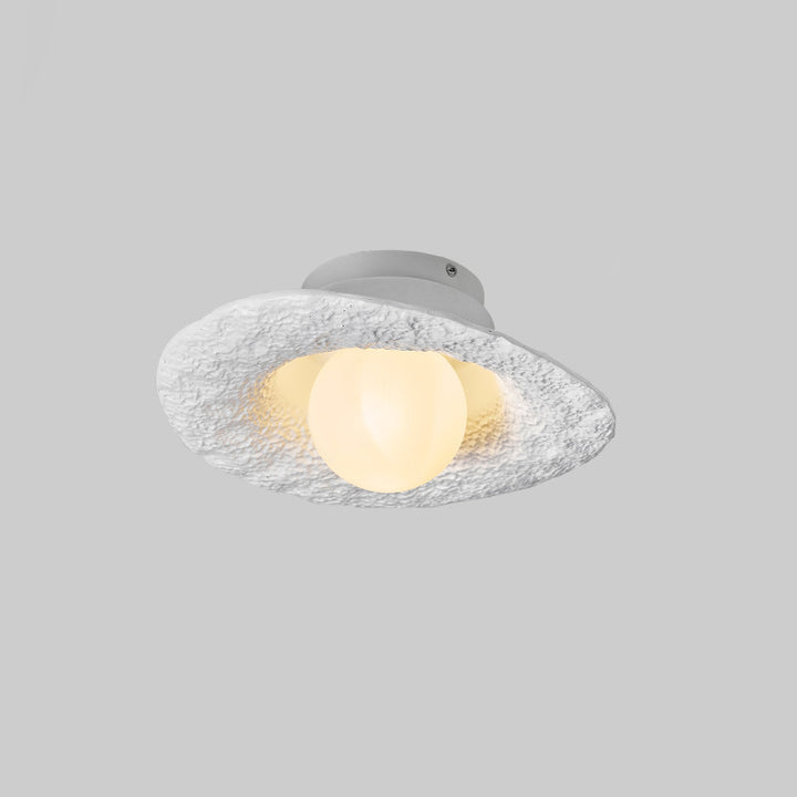 Contemporary Creative Irregular Round Ball Resin Hardware 1-Light Semi-Flush Mount Ceiling Light For Living Room