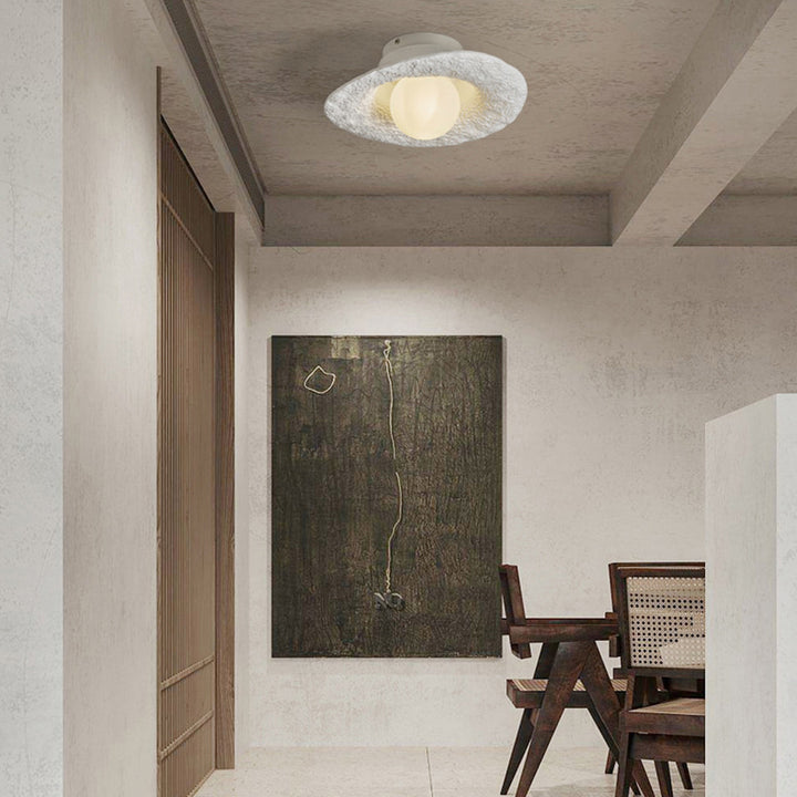 Contemporary Creative Irregular Round Ball Resin Hardware 1-Light Semi-Flush Mount Ceiling Light For Living Room