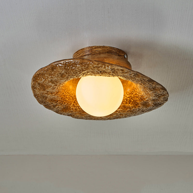 Zeitgenössische kreative unregelmäßige runde Kugelharz-Hardware 1-Licht Semi-Flush-Montage Deckenleuchte für Wohnzimmer 