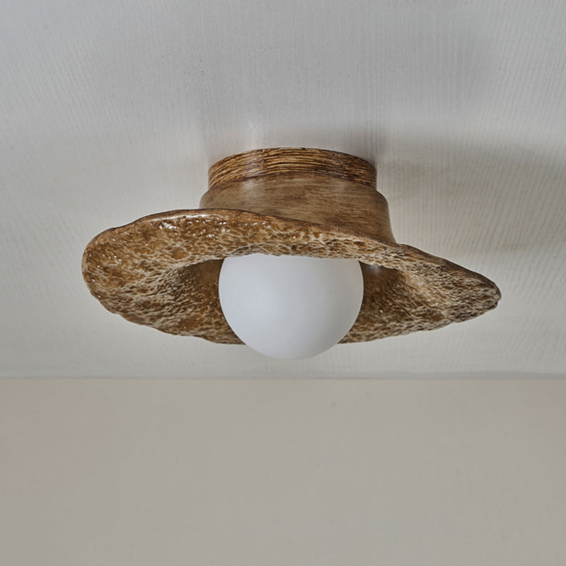 Zeitgenössische kreative unregelmäßige runde Kugelharz-Hardware 1-Licht Semi-Flush-Montage Deckenleuchte für Wohnzimmer 