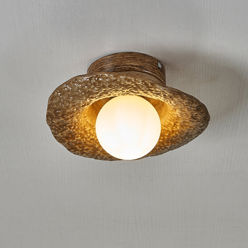 Zeitgenössische kreative unregelmäßige runde Kugelharz-Hardware 1-Licht Semi-Flush-Montage Deckenleuchte für Wohnzimmer 