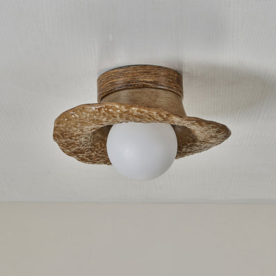 Zeitgenössische kreative unregelmäßige runde Kugelharz-Hardware 1-Licht Semi-Flush-Montage Deckenleuchte für Wohnzimmer 