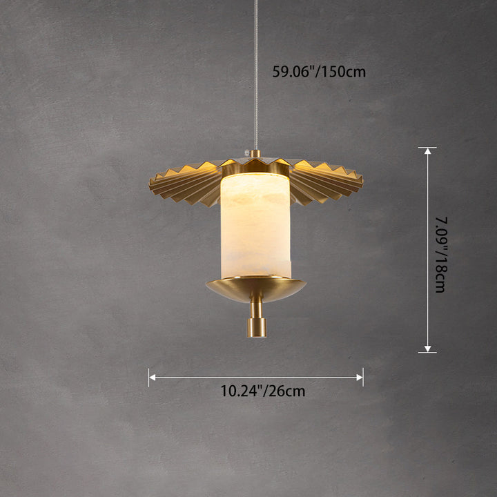 Lustre suspendu à LED en cuivre avec cylindre de luxe moderne en marbre naturel pour salon 
