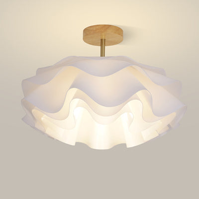 Modern Minimalist Double Petal Round PP Iron 1-Light Semi-Flush Mount Ceiling Light For Living Room