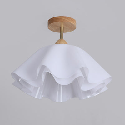 Modern Minimalist Double Petal Round PP Iron 1-Light Semi-Flush Mount Ceiling Light For Living Room