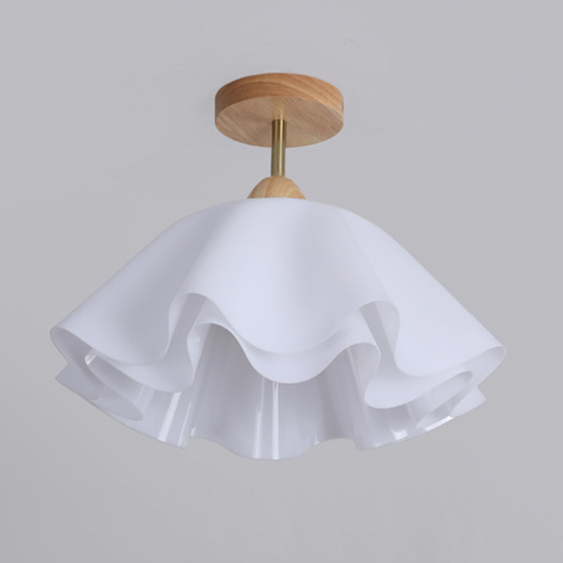 Modern Minimalist Double Petal Round PP Iron 1-Light Semi-Flush Mount Ceiling Light For Living Room