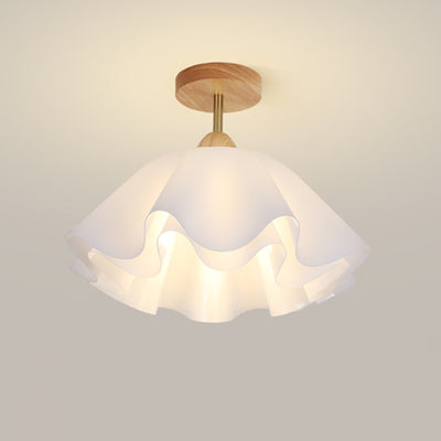 Modern Minimalist Double Petal Round PP Iron 1-Light Semi-Flush Mount Ceiling Light For Living Room