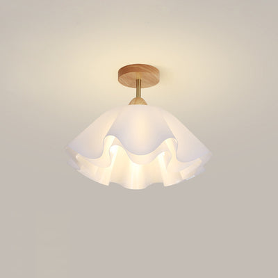 Modern Minimalist Double Petal Round PP Iron 1-Light Semi-Flush Mount Ceiling Light For Living Room