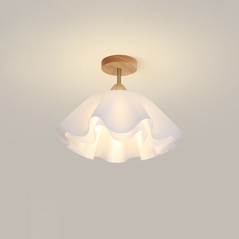 Modern Minimalist Double Petal Round PP Iron 1-Light Semi-Flush Mount Ceiling Light For Living Room