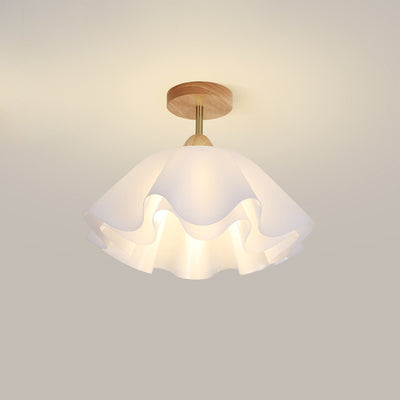 Modern Minimalist Double Petal Round PP Iron 1-Light Semi-Flush Mount Ceiling Light For Living Room