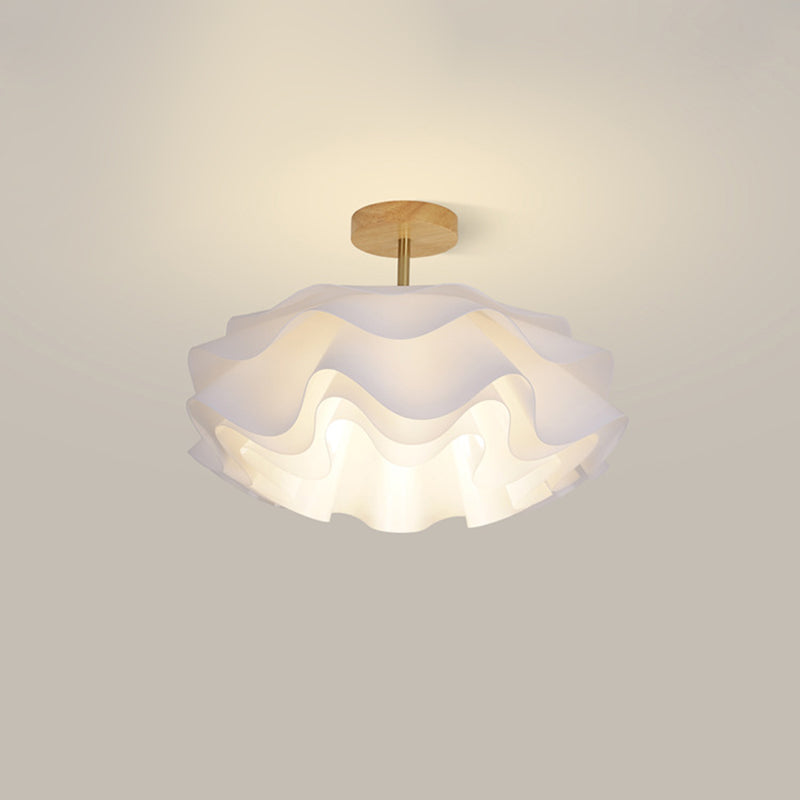 Modern Minimalist Double Petal Round PP Iron 1-Light Semi-Flush Mount Ceiling Light For Living Room