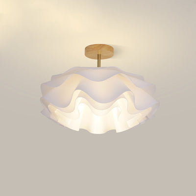 Modern Minimalist Double Petal Round PP Iron 1-Light Semi-Flush Mount Ceiling Light For Living Room