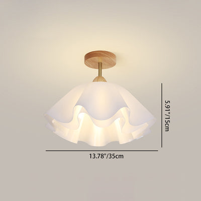 Modern Minimalist Double Petal Round PP Iron 1-Light Semi-Flush Mount Ceiling Light For Living Room