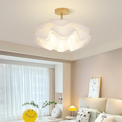 Modern Minimalist Double Petal Round PP Iron 1-Light Semi-Flush Mount Ceiling Light For Living Room