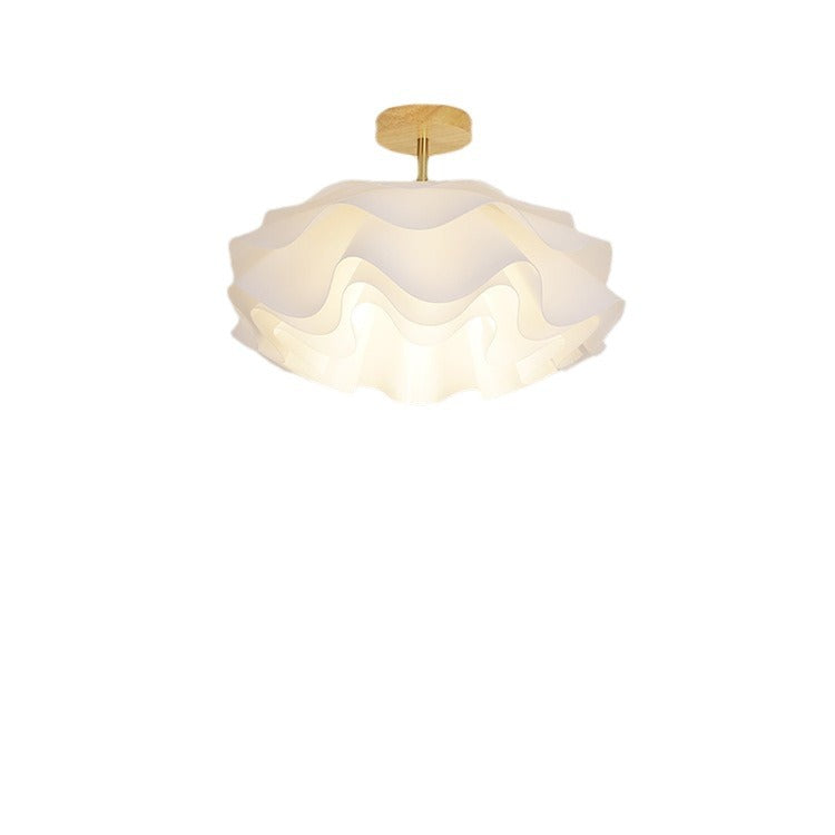 Modern Minimalist Double Petal Round PP Iron 1-Light Semi-Flush Mount Ceiling Light For Living Room