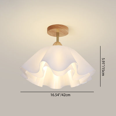 Modern Minimalist Double Petal Round PP Iron 1-Light Semi-Flush Mount Ceiling Light For Living Room