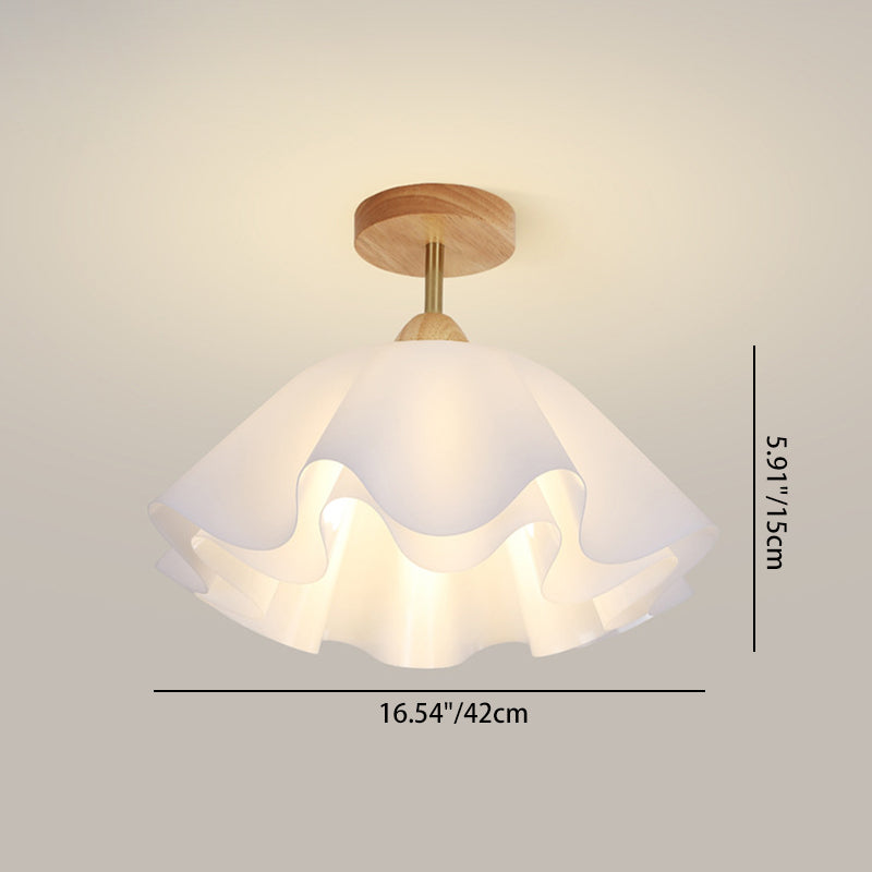 Modern Minimalist Double Petal Round PP Iron 1-Light Semi-Flush Mount Ceiling Light For Living Room