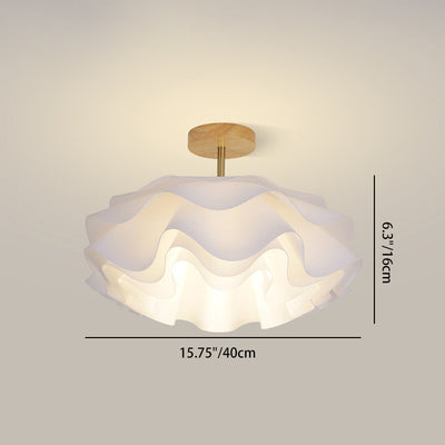 Modern Minimalist Double Petal Round PP Iron 1-Light Semi-Flush Mount Ceiling Light For Living Room