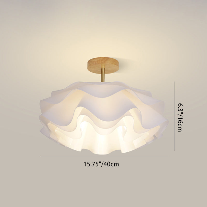 Modern Minimalist Double Petal Round PP Iron 1-Light Semi-Flush Mount Ceiling Light For Living Room