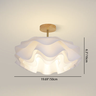Modern Minimalist Double Petal Round PP Iron 1-Light Semi-Flush Mount Ceiling Light For Living Room
