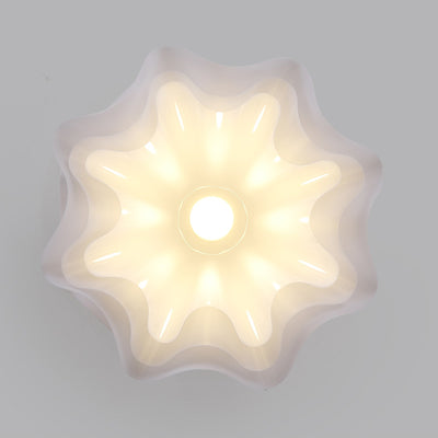 Modern Minimalist Double Petal Round PP Iron 1-Light Semi-Flush Mount Ceiling Light For Living Room