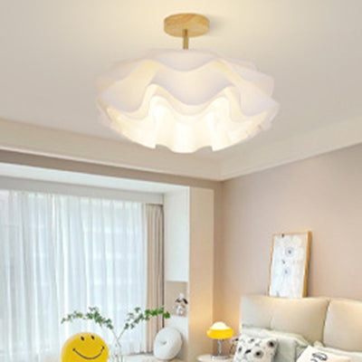 Modern Minimalist Double Petal Round PP Iron 1-Light Semi-Flush Mount Ceiling Light For Living Room
