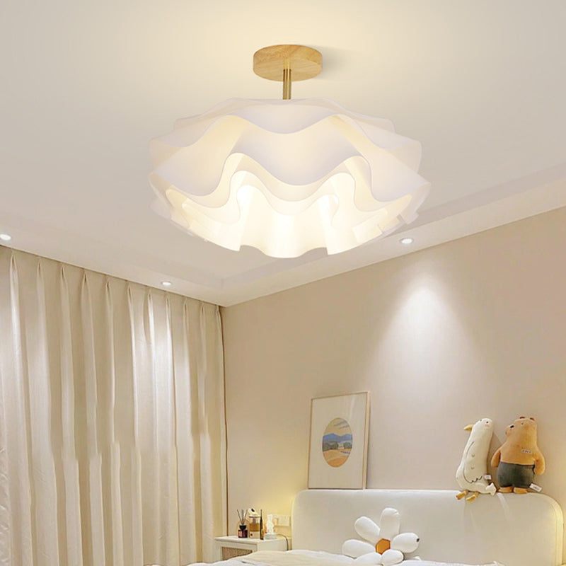Modern Minimalist Double Petal Round PP Iron 1-Light Semi-Flush Mount Ceiling Light For Living Room