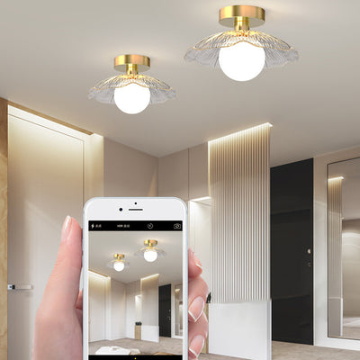 Zeitgenössische kreative Kugelschirm-Rundglas-Eisen-1-Licht-Halbeinbau-Deckenleuchte für das Wohnzimmer 