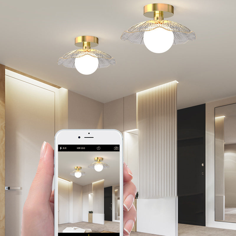 Zeitgenössische kreative Kugelschirm-Rundglas-Eisen-1-Licht-Halbeinbau-Deckenleuchte für das Wohnzimmer 