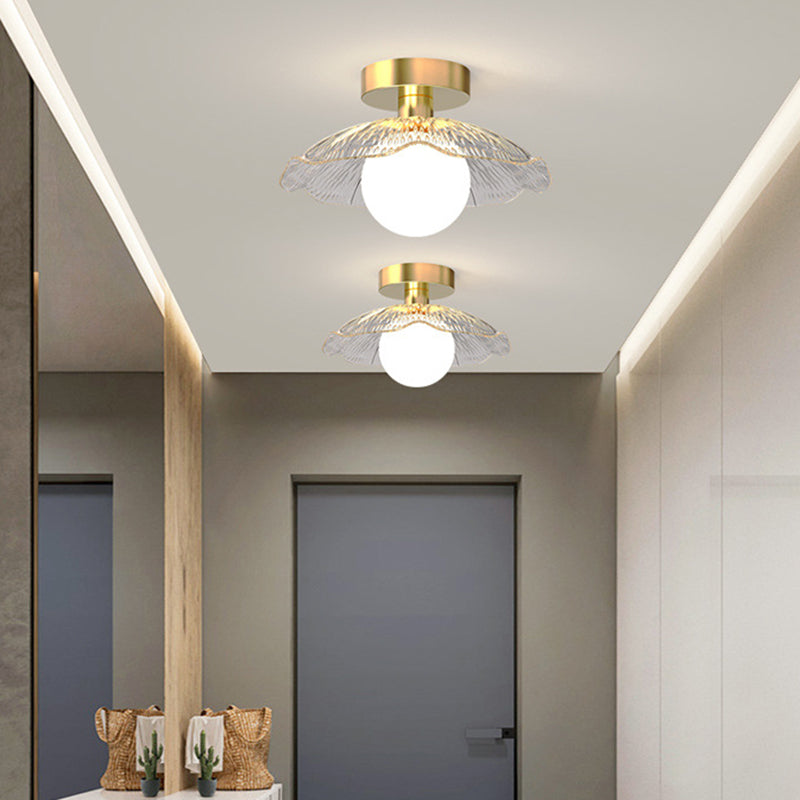 Zeitgenössische kreative Kugelschirm-Rundglas-Eisen-1-Licht-Halbeinbau-Deckenleuchte für das Wohnzimmer 