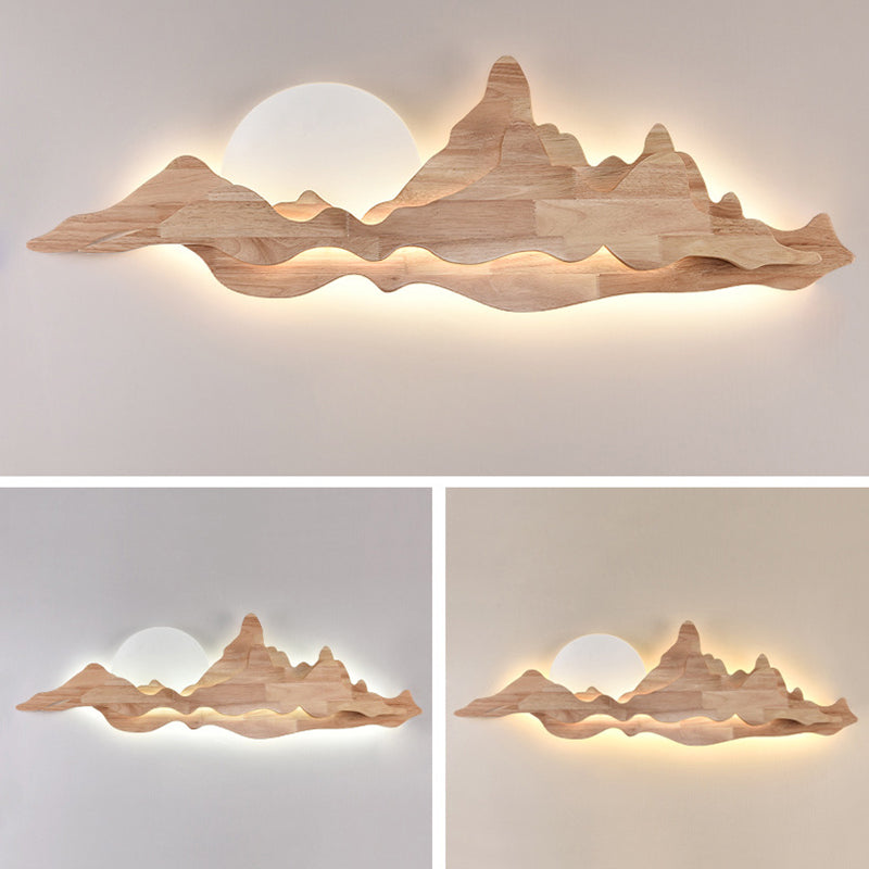 Lampe murale LED en bois massif acrylique clair de lune chinois traditionnel pour chambre 