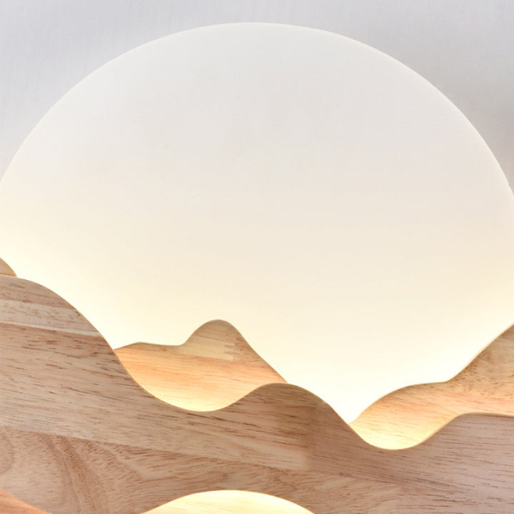 Traditionelle chinesische Mondlicht-Acryl-Massivholz-LED-Wandleuchte für das Schlafzimmer 