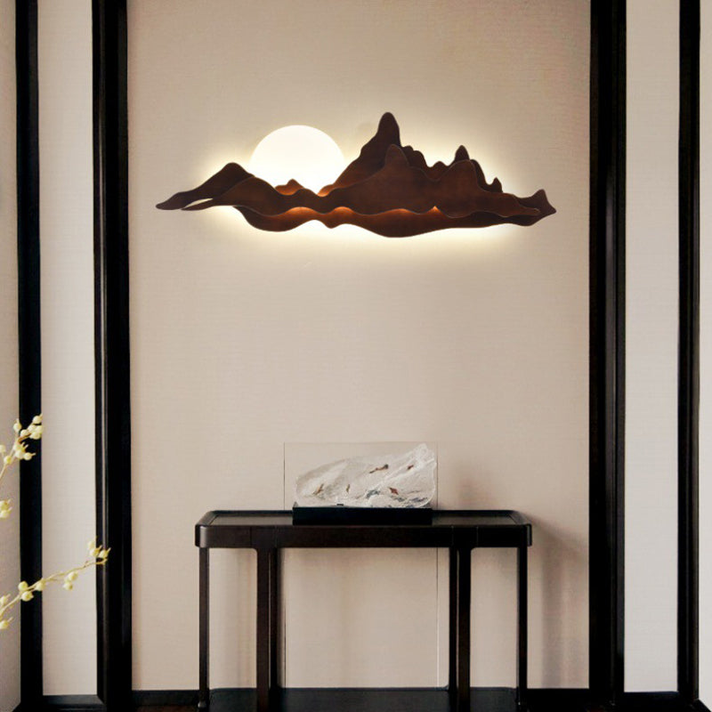 Traditionelle chinesische Mondlicht-Acryl-Massivholz-LED-Wandleuchte für das Schlafzimmer 