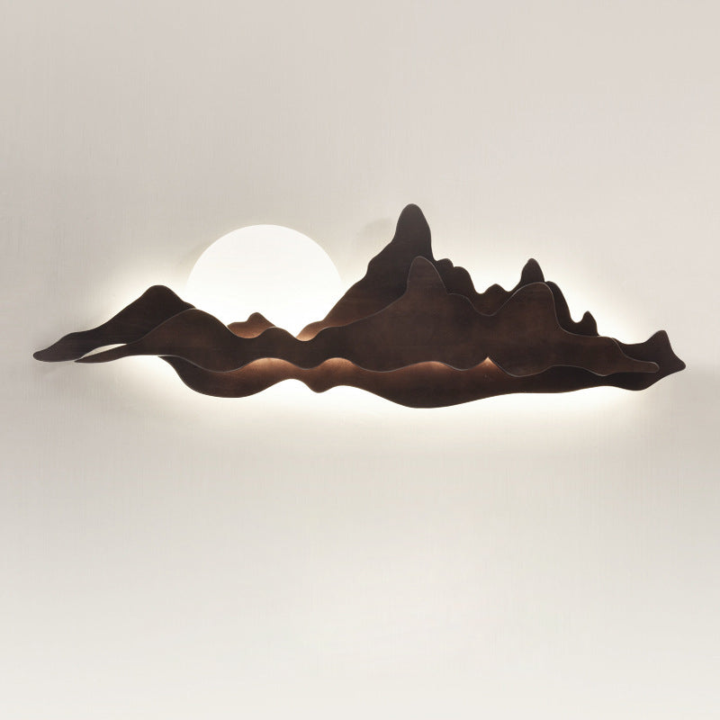 Lampe murale LED en bois massif acrylique clair de lune chinois traditionnel pour chambre 