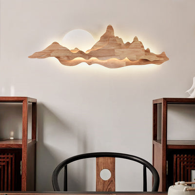Lampe murale LED en bois massif acrylique clair de lune chinois traditionnel pour chambre 