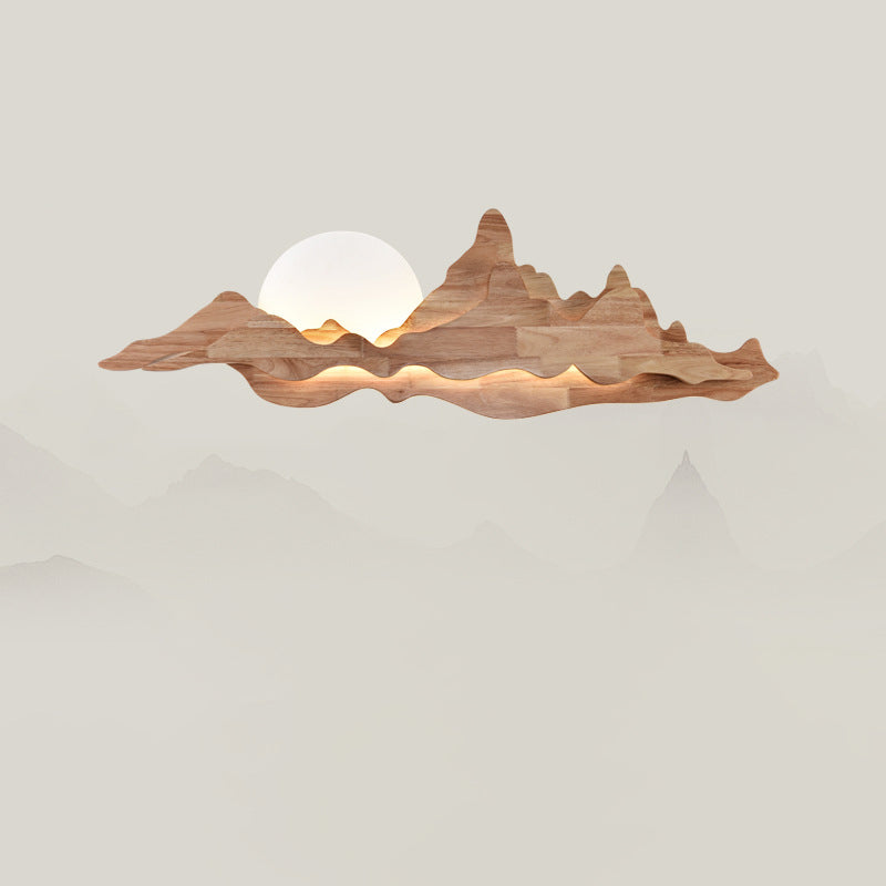 Lampe murale LED en bois massif acrylique clair de lune chinois traditionnel pour chambre 