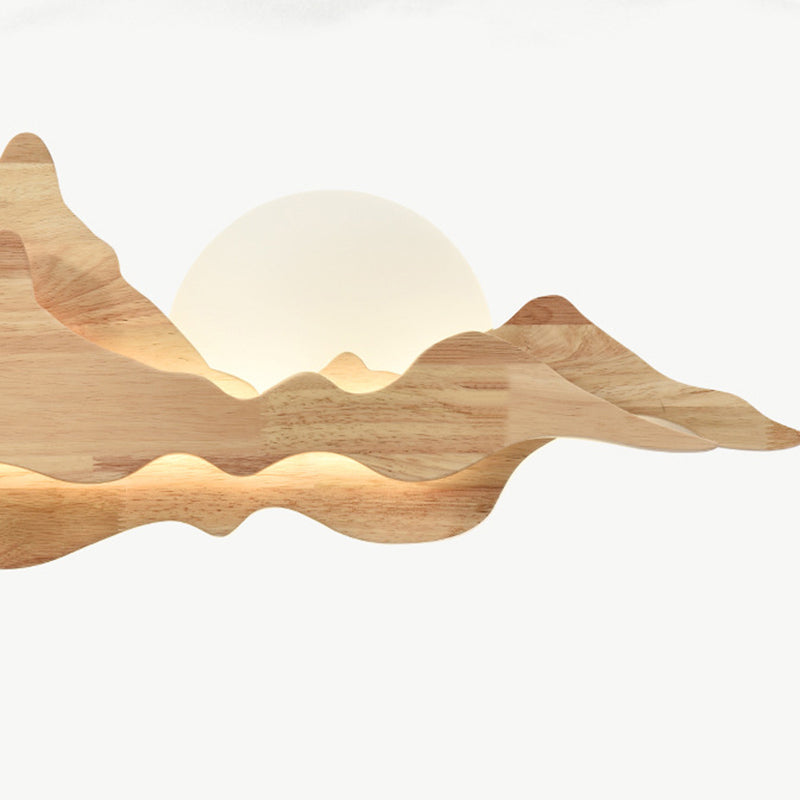 Lampe murale LED en bois massif acrylique clair de lune chinois traditionnel pour chambre 