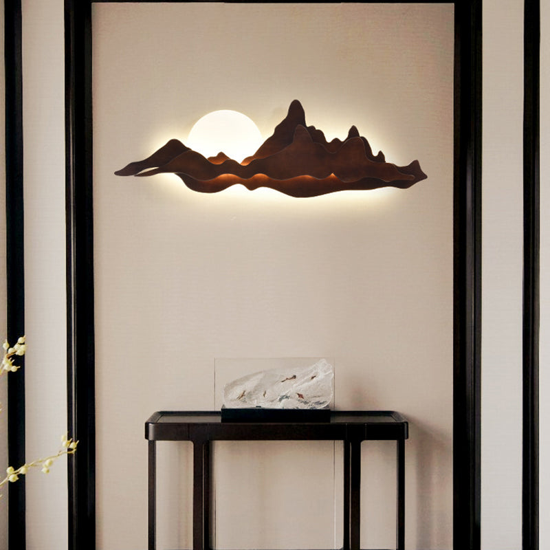 Lampe murale LED en bois massif acrylique clair de lune chinois traditionnel pour chambre 