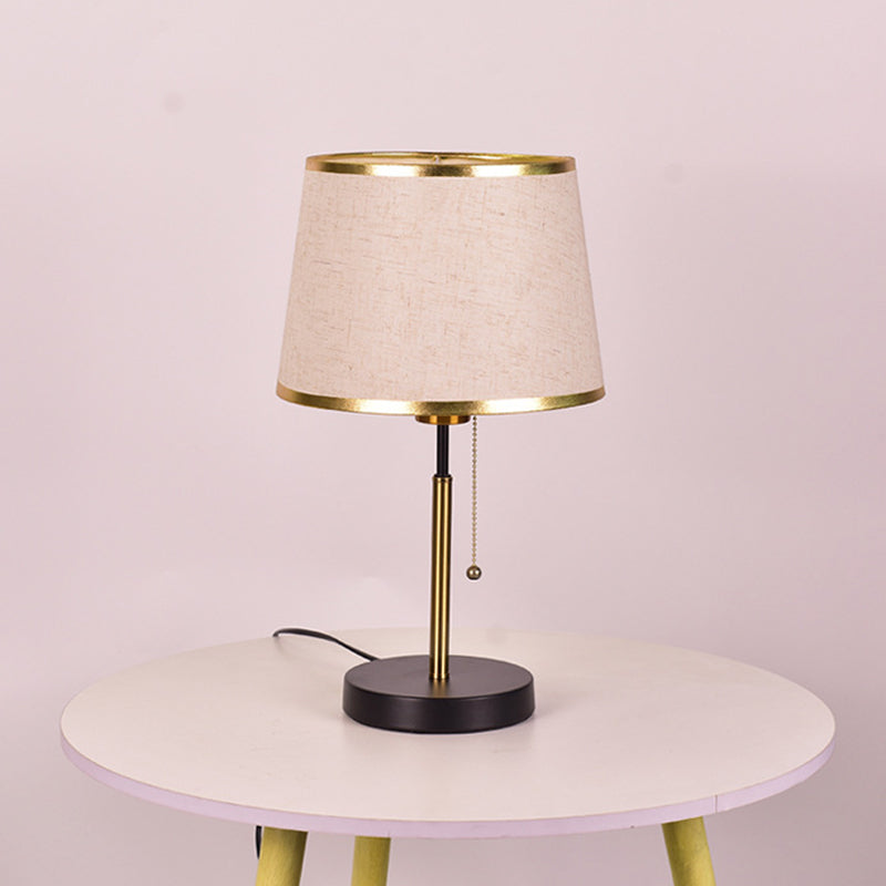 Modern Minimalist Round Cylinder Fabric Iron 1-Light Table Lamp For Bedroom