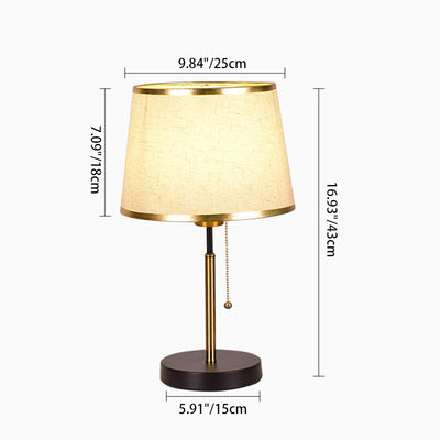 Modern Minimalist Round Cylinder Fabric Iron 1-Light Table Lamp For Bedroom