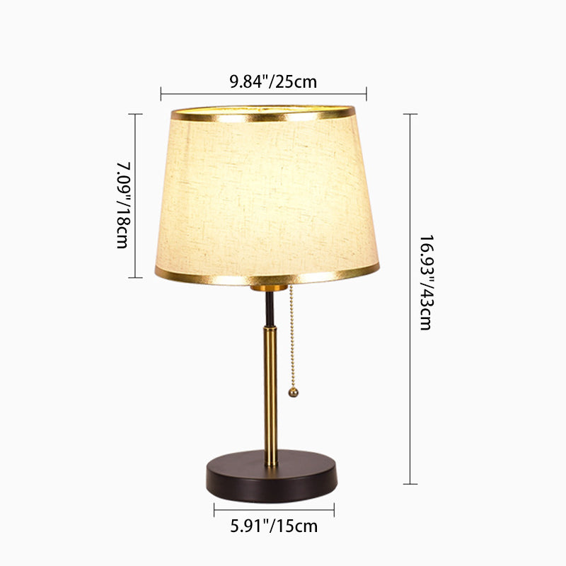 Modern Minimalist Round Cylinder Fabric Iron 1-Light Table Lamp For Bedroom