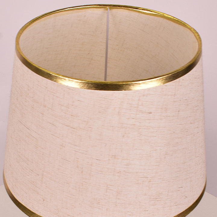 Modern Minimalist Round Cylinder Fabric Iron 1-Light Table Lamp For Bedroom